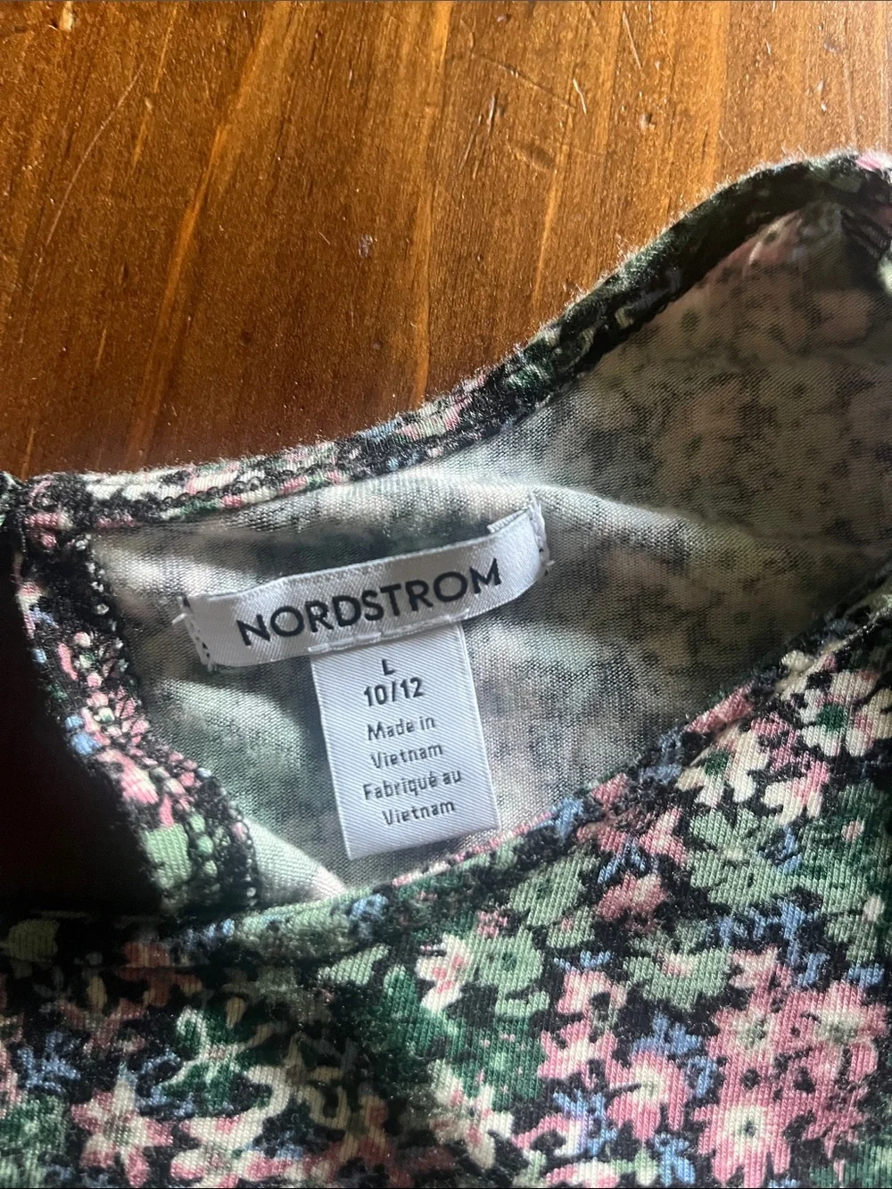 Nordstrom Girls' Floral Green & Pink Short Sleeve Dress